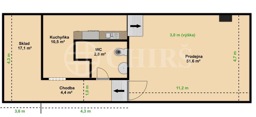 Pronájem obchodního prostoru, OV, 127m2, ul. Za Strašnickou vozovnou 1343/6, Praha 10 - Strašnice