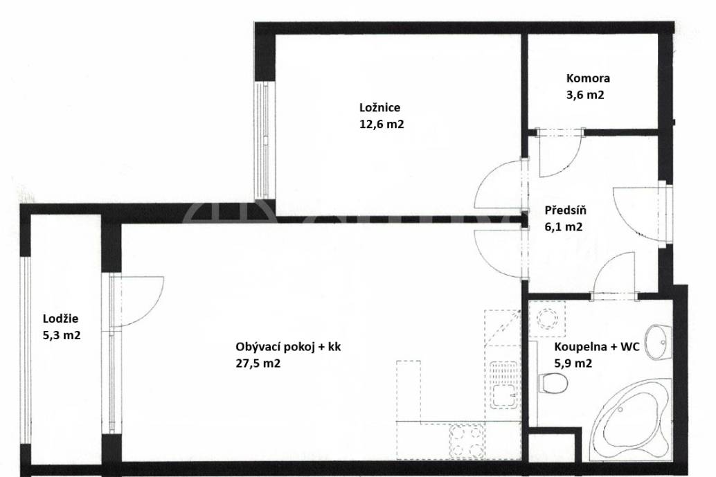 Pronájem bytu 2+kk s lodžií, sklepem a garážovým stáním, OV, 63m2, ul. Sazovická 479/19, Praha 5 - Zličín