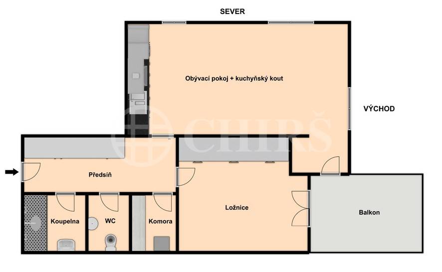 Pronájem bytu 2+kk s balkonem a garážovým stáním, OV, 67m2, ul. Mukařovského 3121/4, Praha 5 - Luka