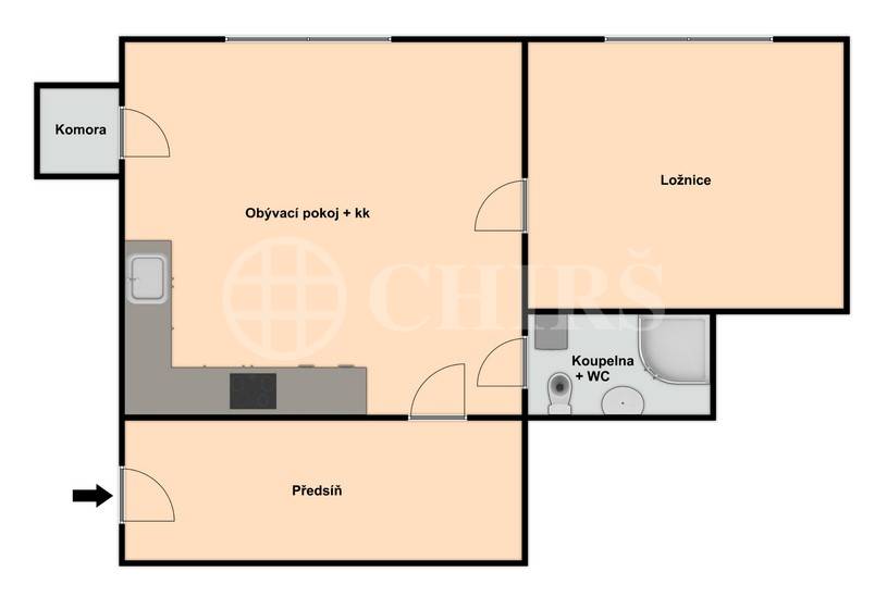 Pronájem bytu 2+kk, OV, 35m2, ul. Na Zámyšli 26/4, Praha 5 - Košíře