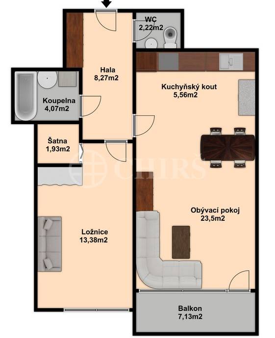 Prodej bytu 2+kk s balkonem a sklepem, OV, 59m2, ul. Melodická 1380/5, Praha 5 - Stodůlky