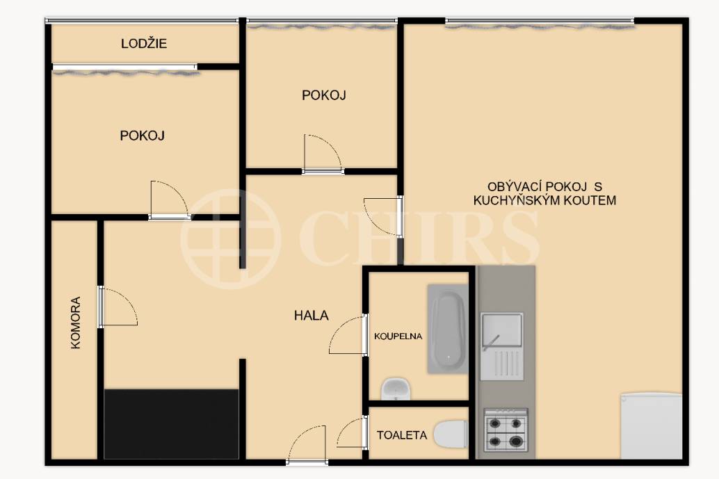 Pronájem bytu 3+kk, OV, 60 m2 byt, 3 m2 lodžie, ul. Lečkova 1521/15, Praha 4 - Chodov. 