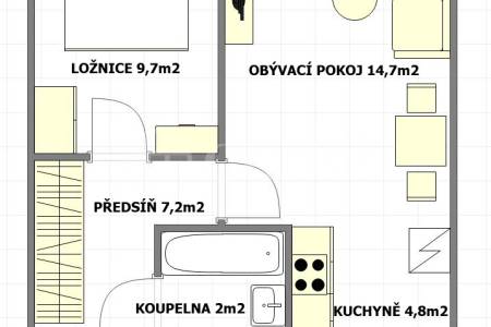 Prodej bytu 2+kk, 41 m2, OV, Na růžovém poli 2566, Kladno - Kročehlavy