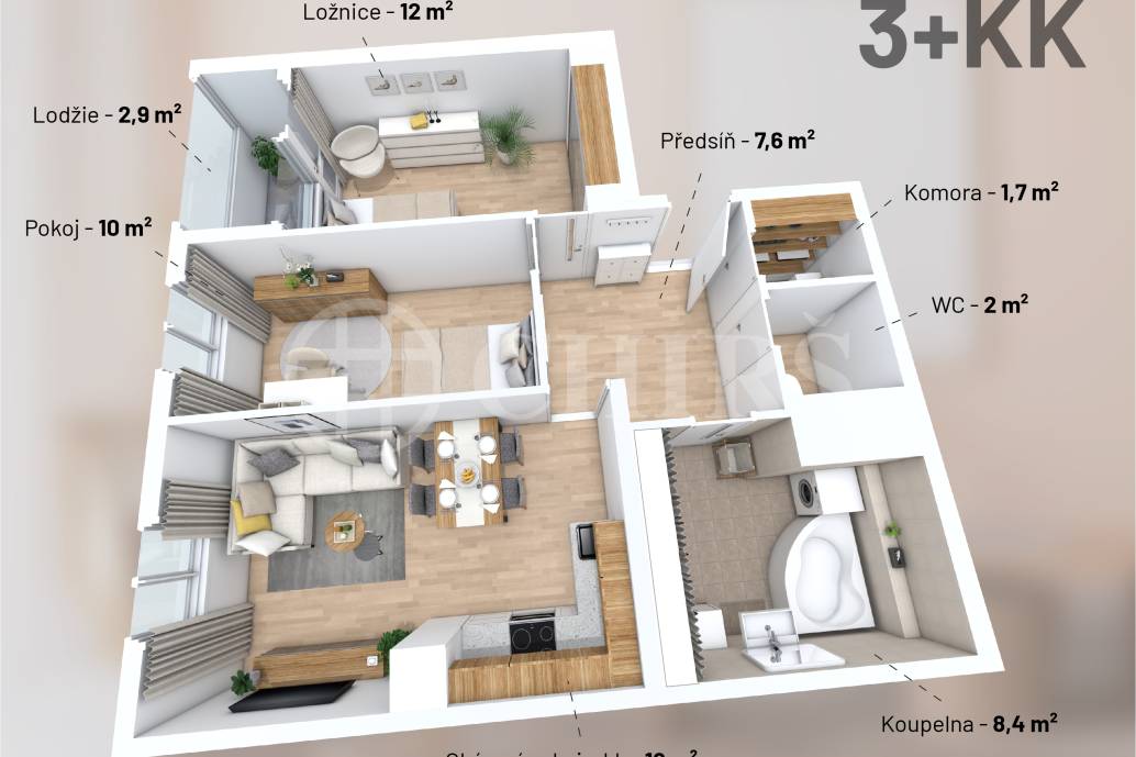 Prodej bytu 3+kk/L,S, OV, 67m2, ul. Makovského 16, P-6 Řepy