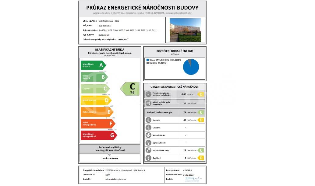 Prodej bytu 3+kk, OV, 74 m2, ul. Ovčí hájek 2166/30, Praha 5 - Stodůlky. 