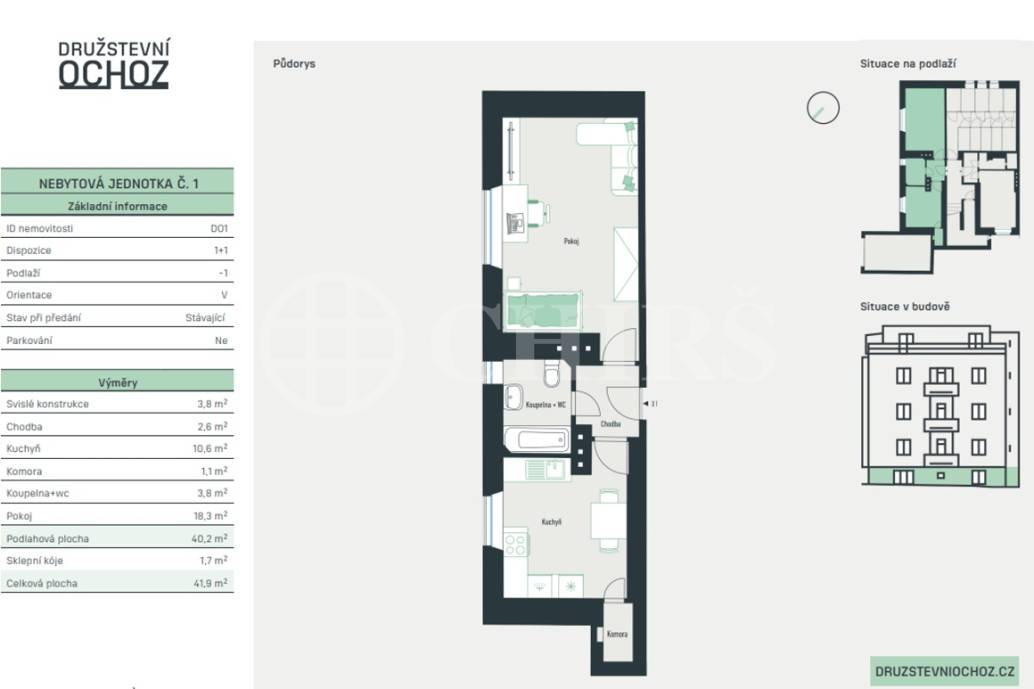 Prodej ubytovací jednotky 1+1, OV, 40,2 m², ul. Družstevní ochoz 1251/48, Praha 4 - Nusle