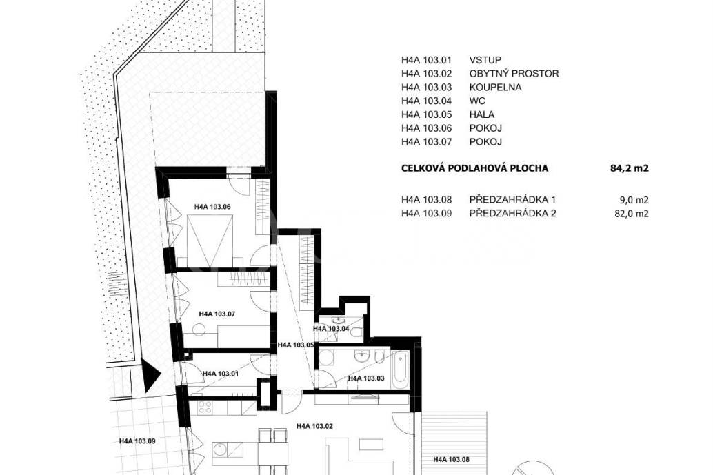 Pronájem bytu 3+kk s předzahrádkou, OV, 84m2, ul. Butovická 1006/20, Praha 5 - Jinonice